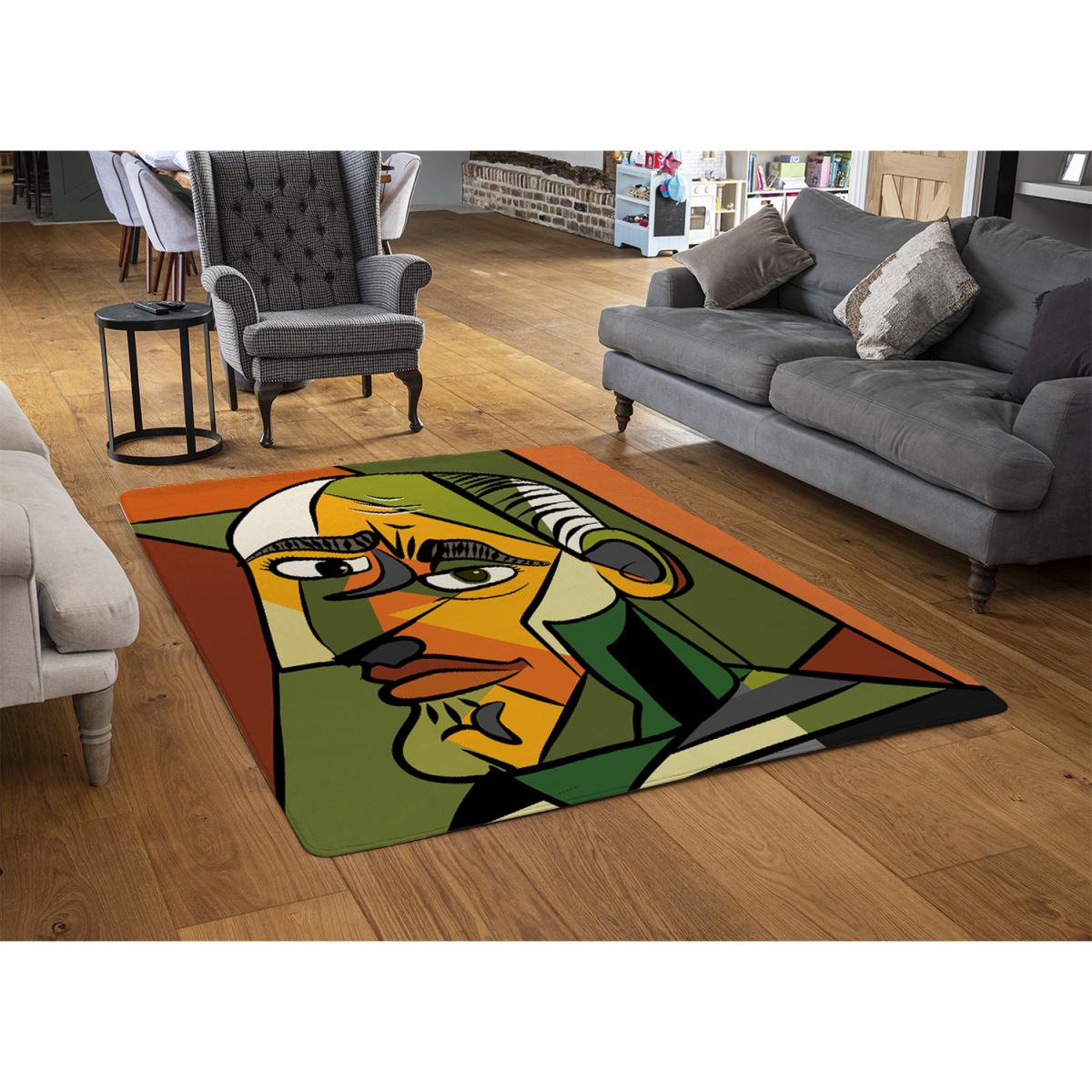 Frowning Man Closeup Designer Rug - Orange / 200cm – image 2
