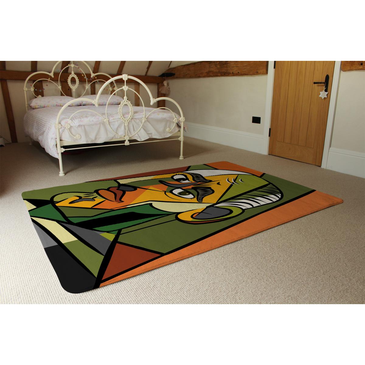 Frowning Man Closeup Designer Rug - Orange / 200cm – image 3
