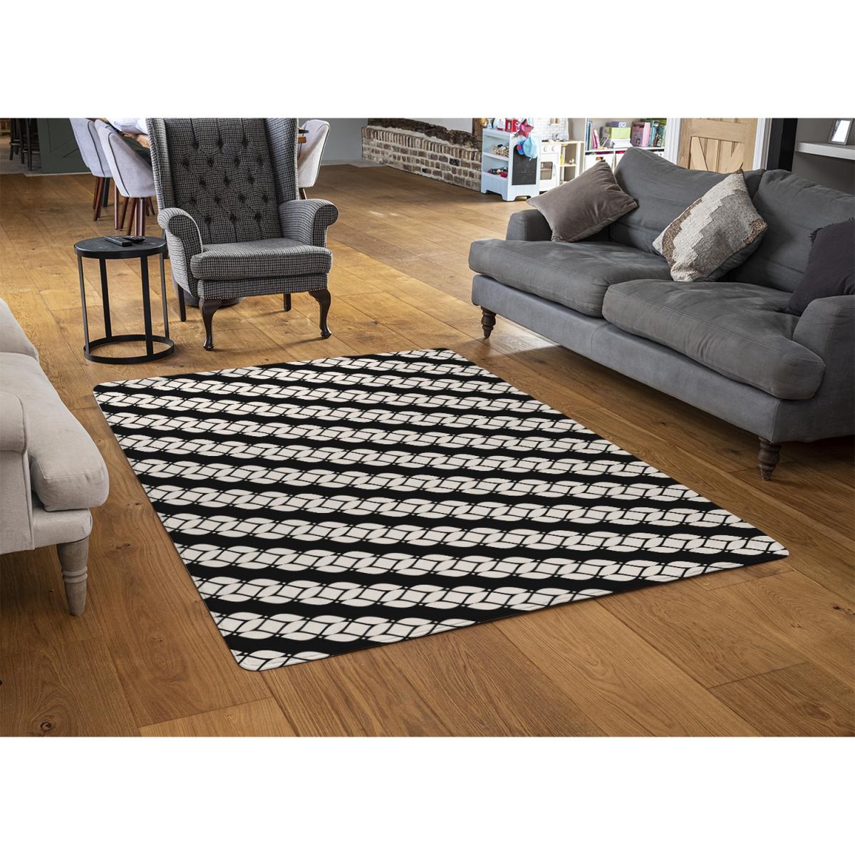 Striped Rope Pattern Rug - Black / 110cm – image 2