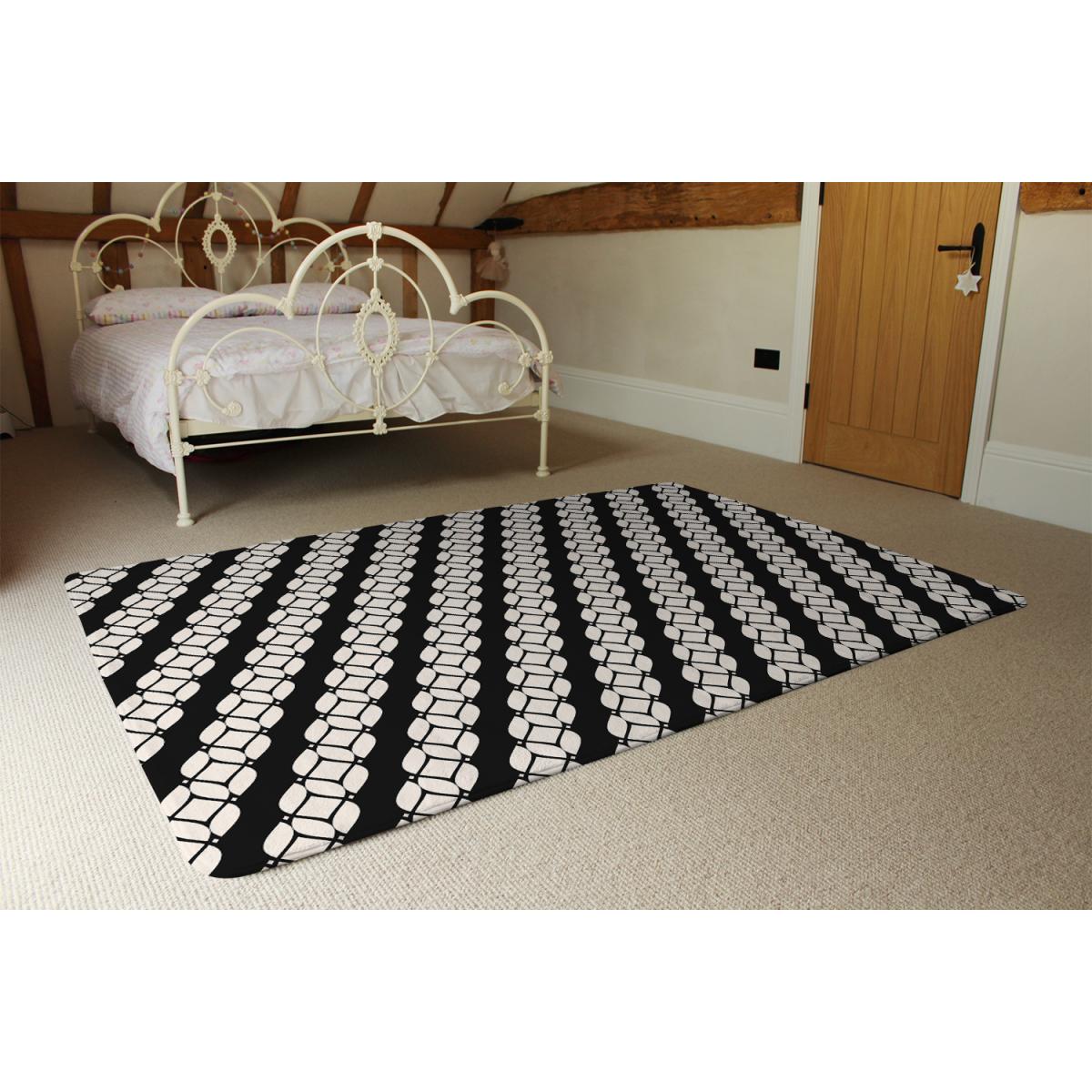 Striped Rope Pattern Rug - Black / 110cm – image 3