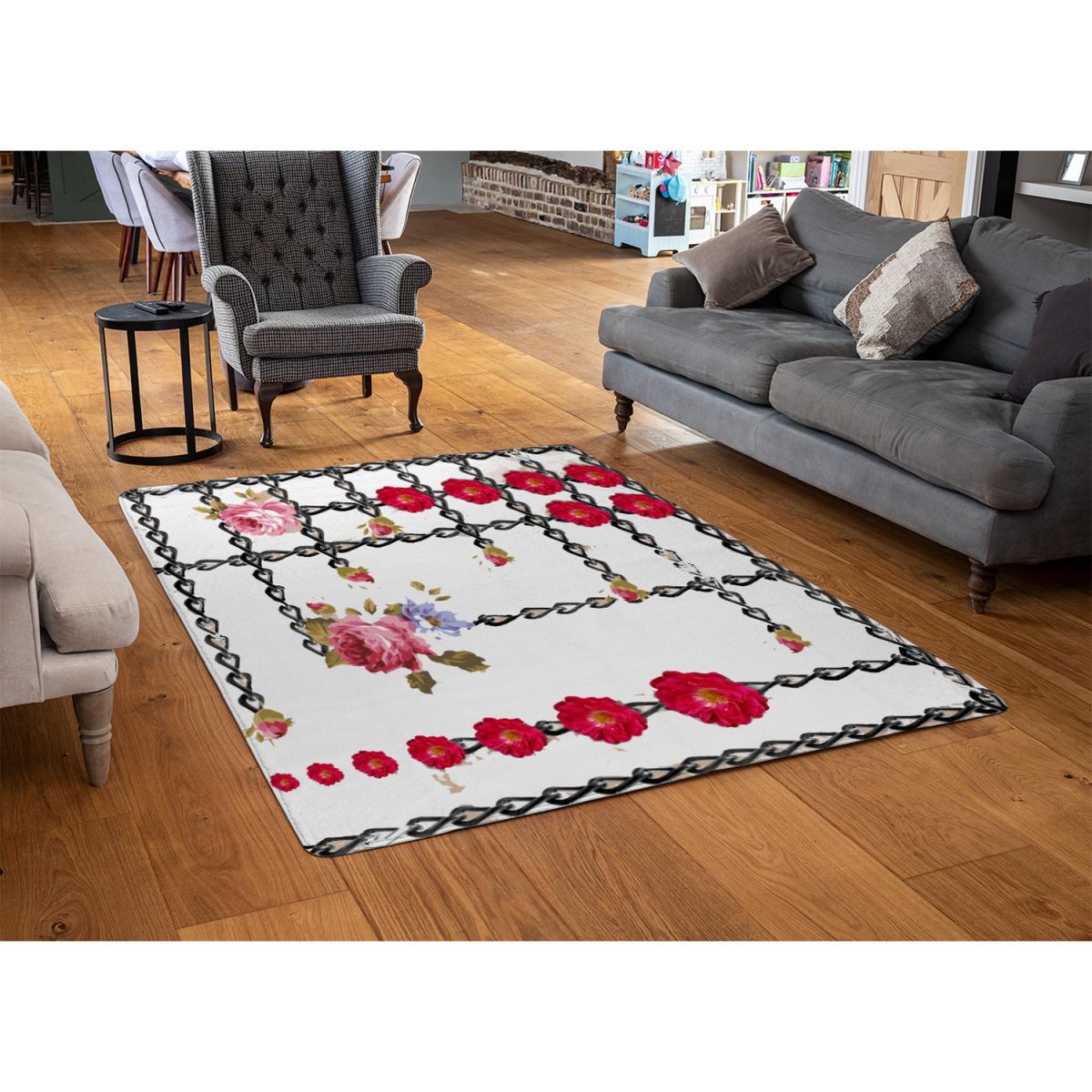 Roses  Chains Designer Rug - White / 150cm – image 2
