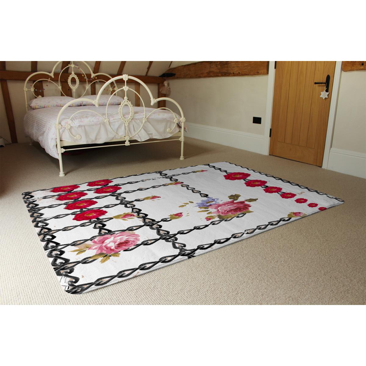 Roses  Chains Designer Rug - White / 150cm – image 3