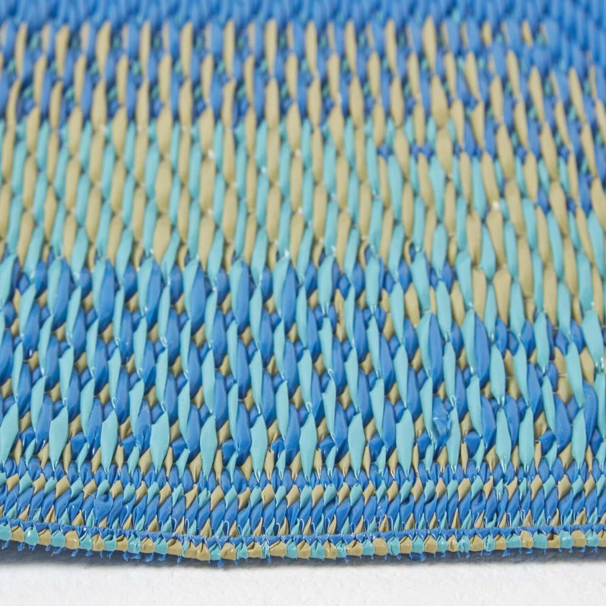 Homescapes Amber Ikat Green and Blue Outdoor Rug - Blue / 180cm – image 4