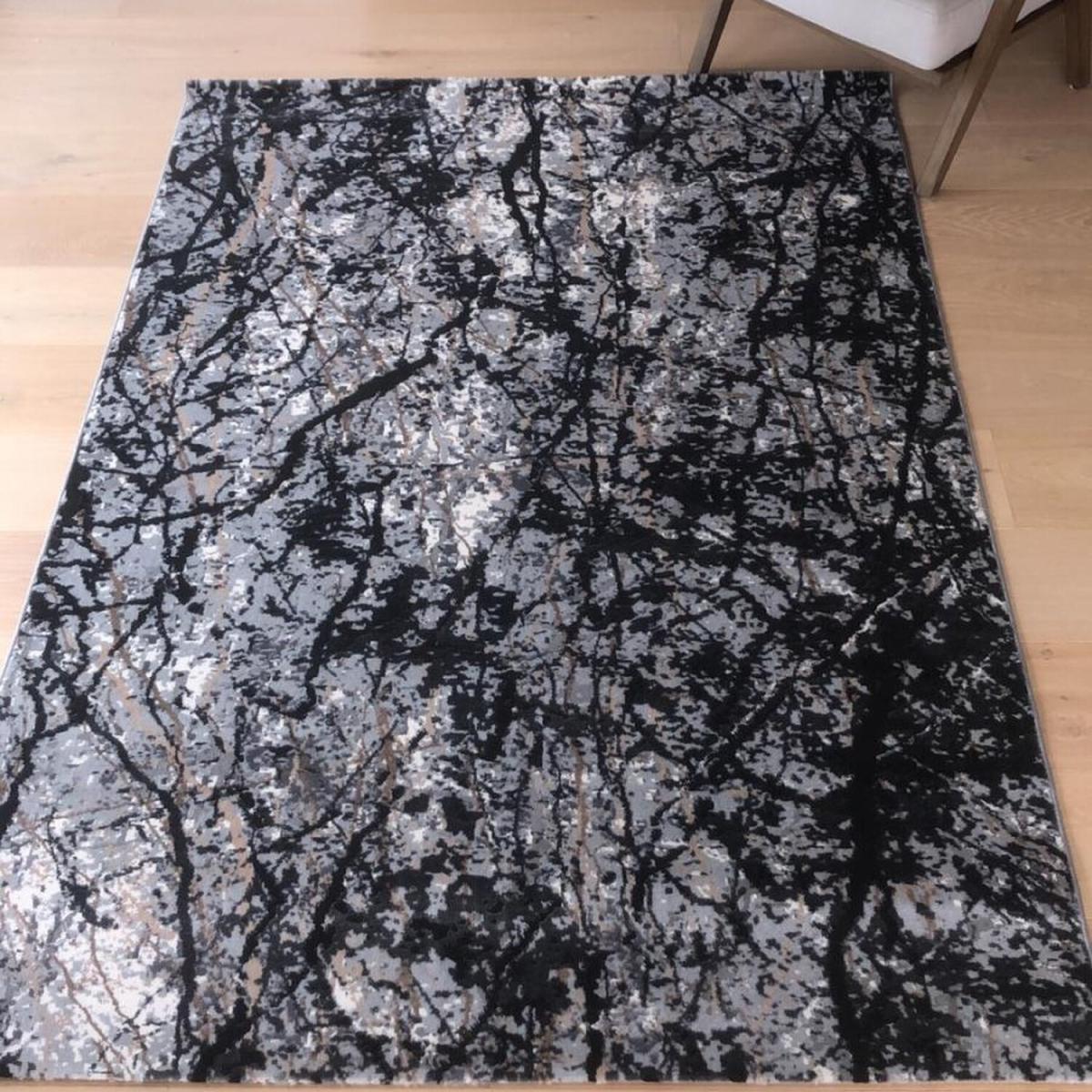 Grey Soft Modern Abstract Living Room Rug - Florance - Grey / 200cm – image 2