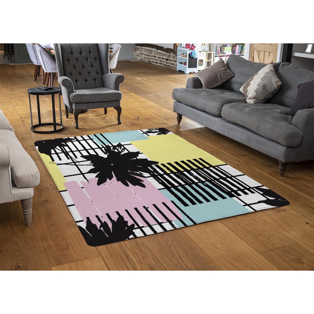 Geometric Shape  Leaf Print Rug - Yellow / 150cm – image 2