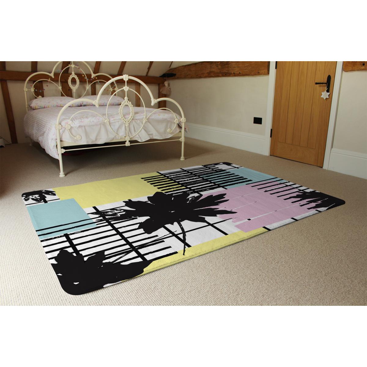 Geometric Shape  Leaf Print Rug - Yellow / 150cm – image 3
