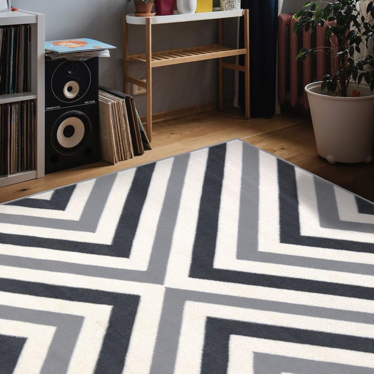 Modern Grey Geometric Living Room Rug - Islay - Grey / 230cm – image 1