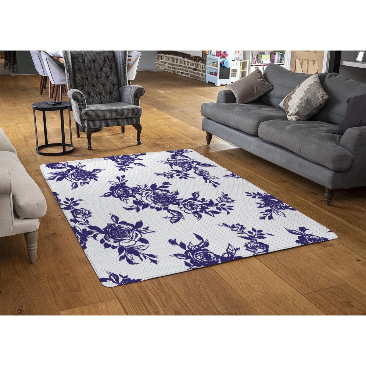 Roses Print On Polka Dots Rug - Purple / 230cm – image 3