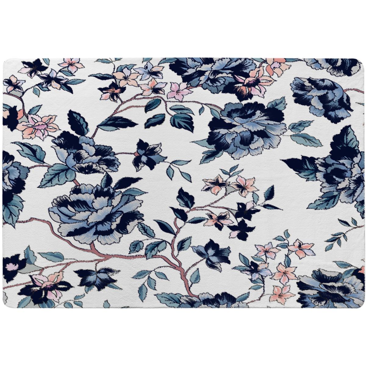 Blue Flower Illustrations Rug - Blue / 110cm – image 2