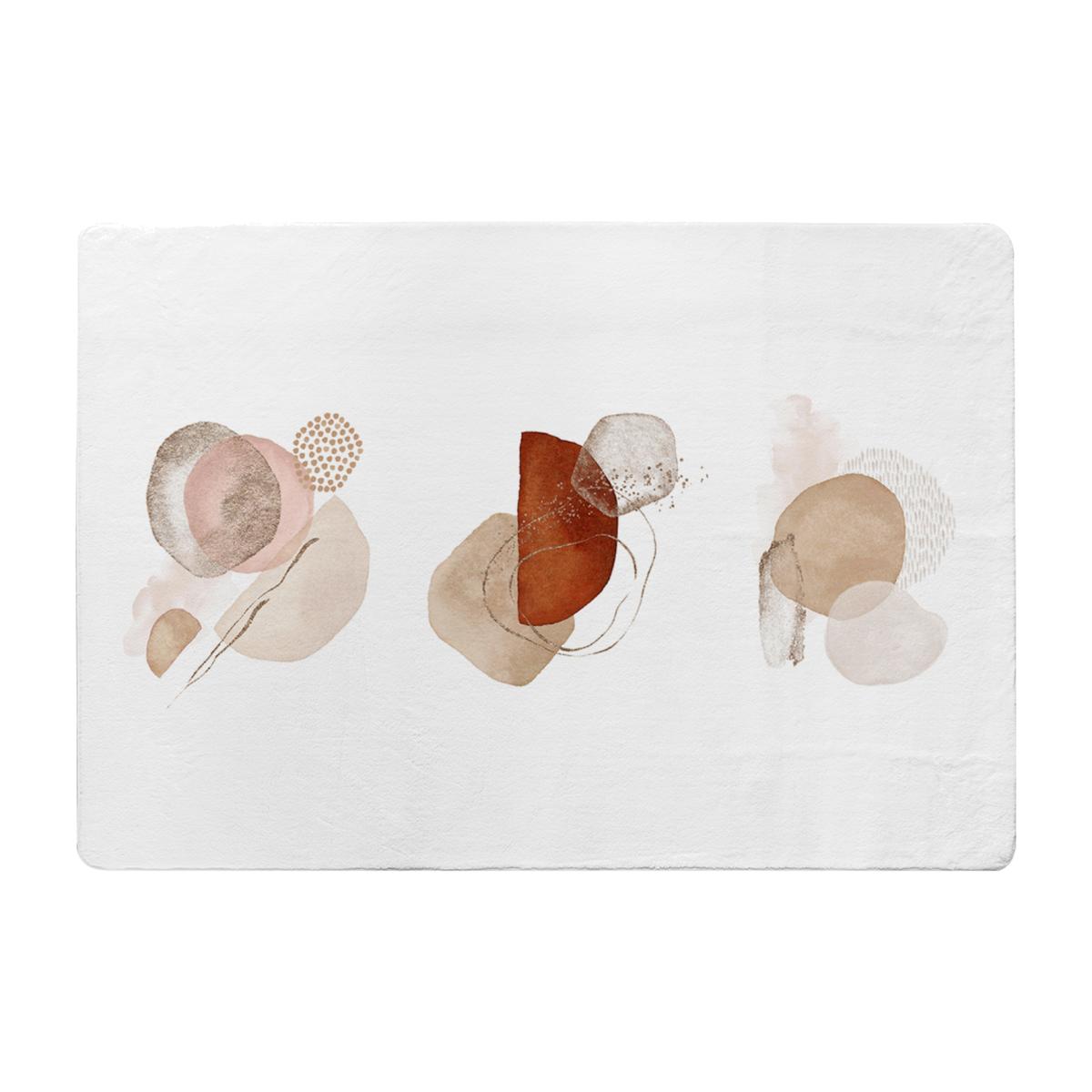 Ivory, Beige Watercolor Illustration And Gold Elements Designer Rug - White / 200cm – image 1