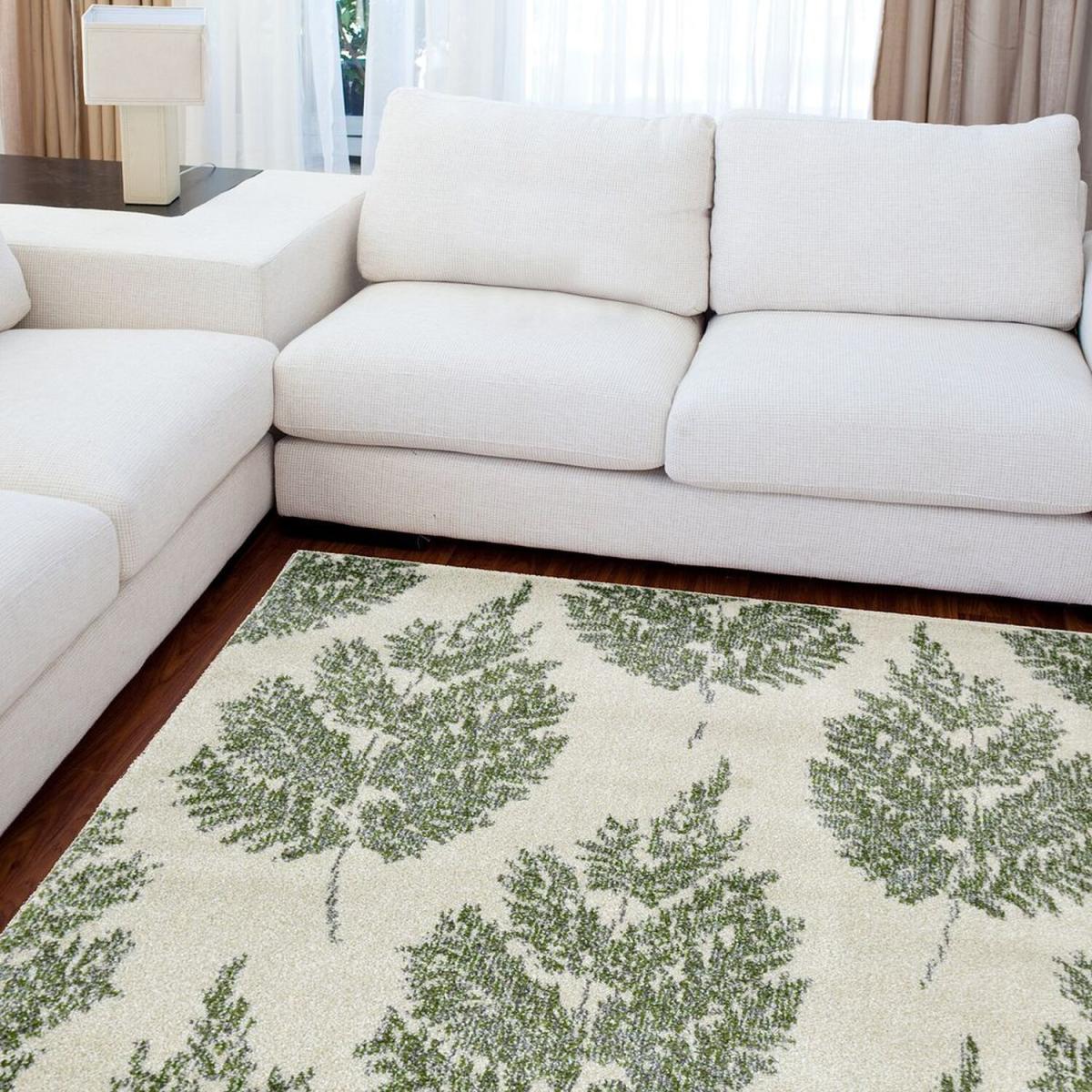 Green Scandi Tree Print Living Room Rug - Perth - Green – image 2