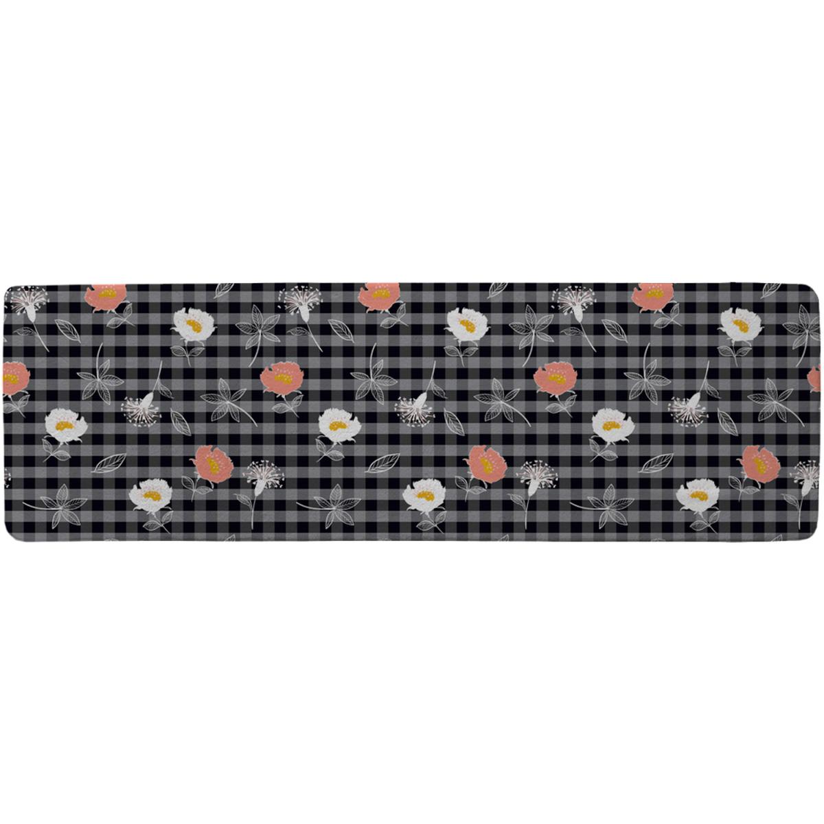 Blooming Hand Drawn Orange And White Flowers Runner Rug - Black – image 2
