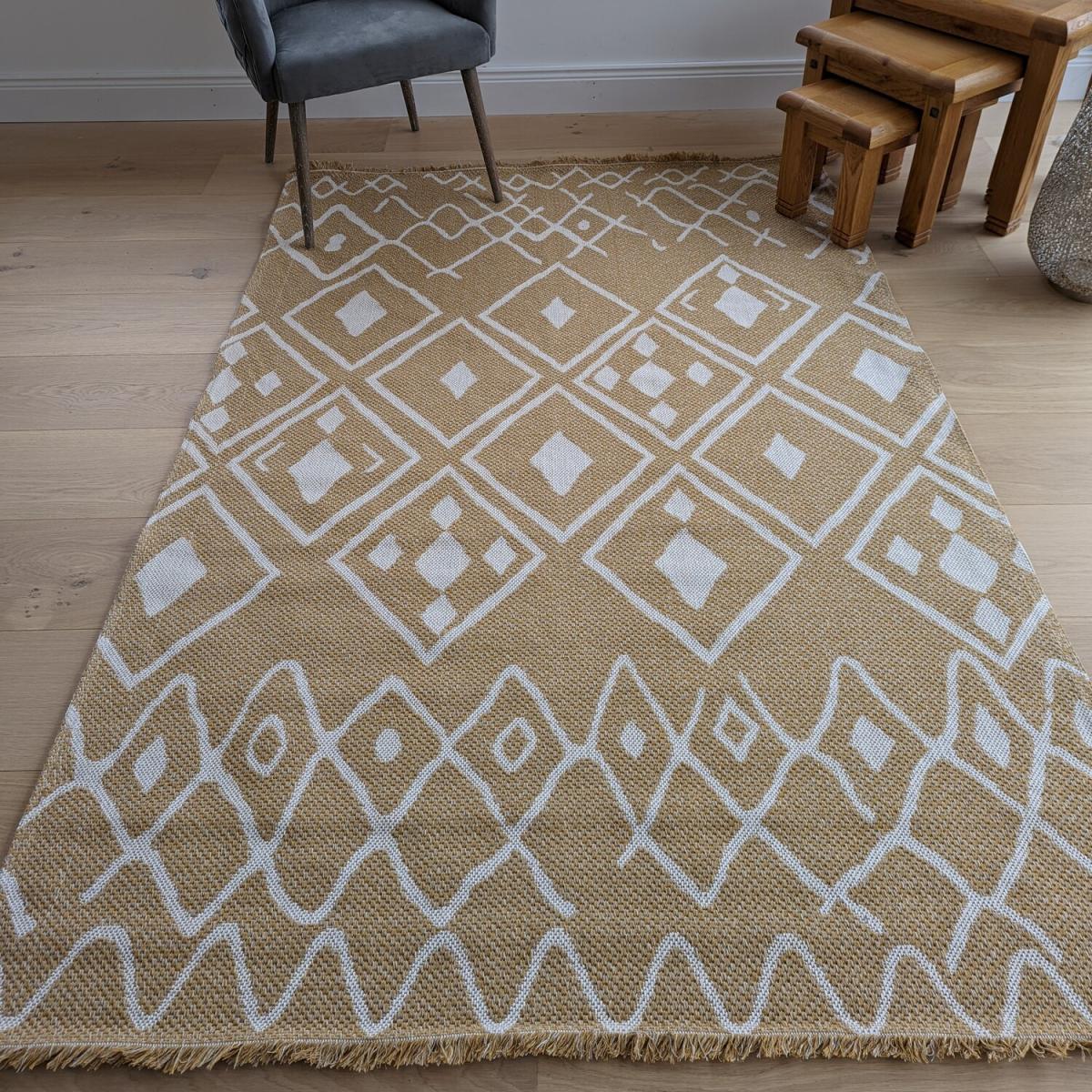 Gold Flatweave Moroccan Outdoor Rug - Gala - Yellow / 150cm – image 6