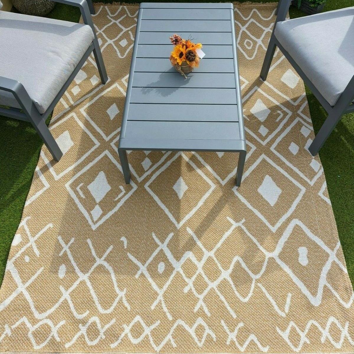 Gold Flatweave Moroccan Outdoor Rug - Gala - Yellow / 150cm – image 7