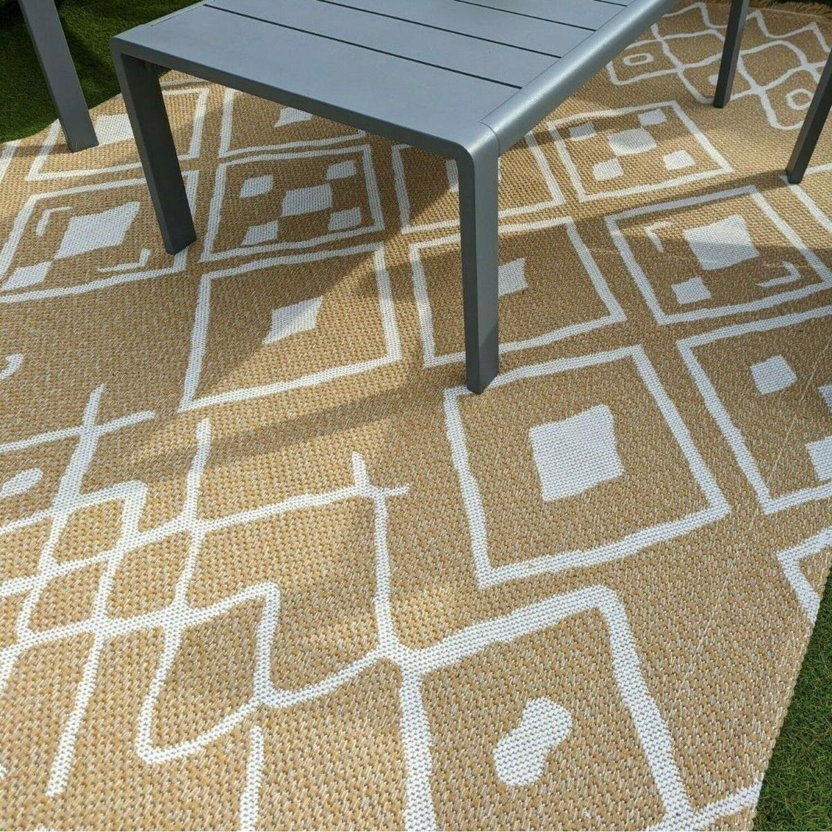 Gold Flatweave Moroccan Outdoor Rug - Gala - Yellow / 150cm – image 8