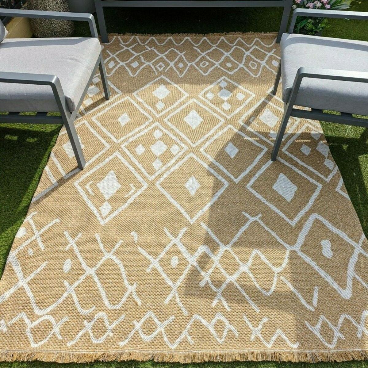 Gold Flatweave Moroccan Outdoor Rug - Gala - Yellow / 150cm – image 1
