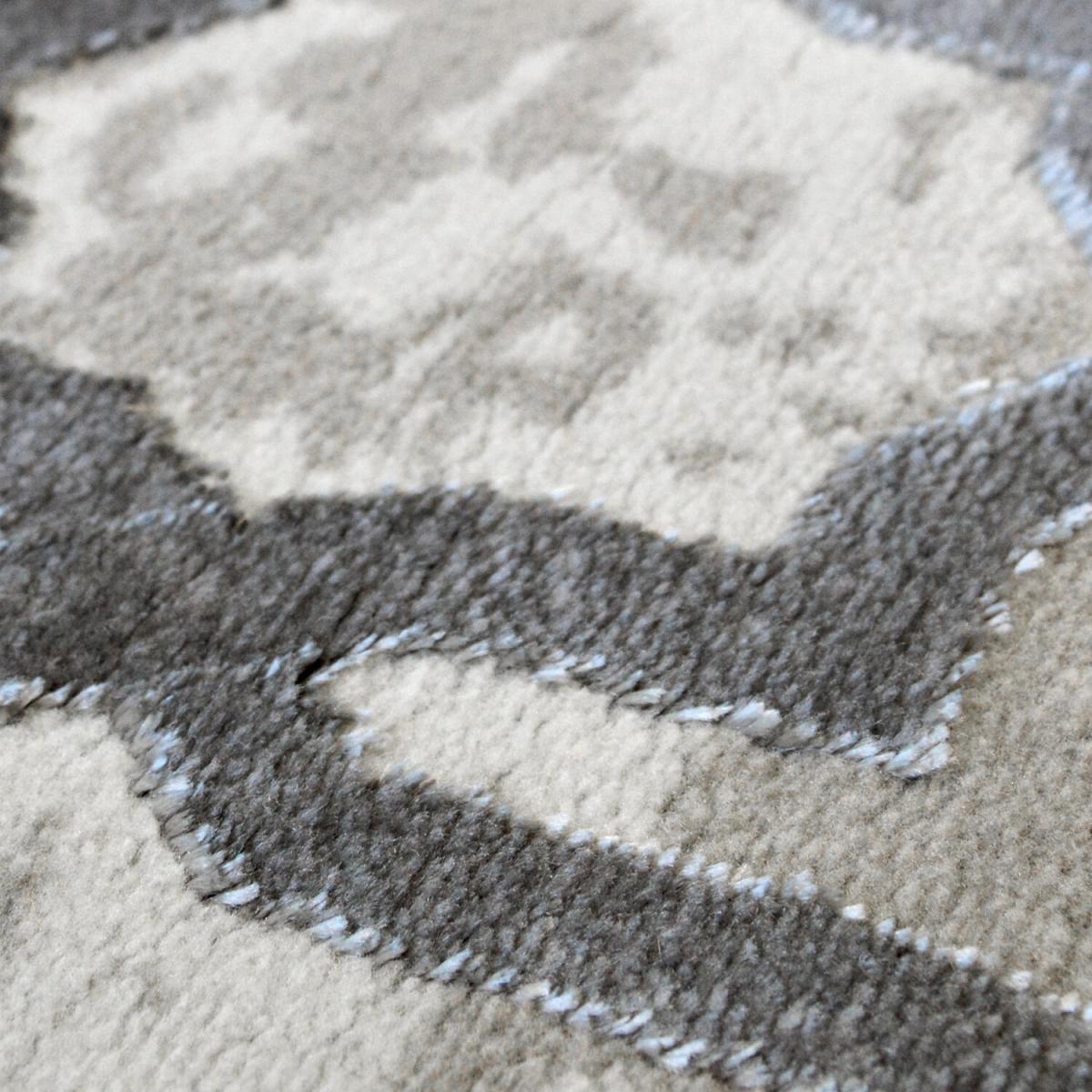 Grey Moroccan Print Shrink Yarn Living Room Rug - Holm - Pink / 170cm – image 2