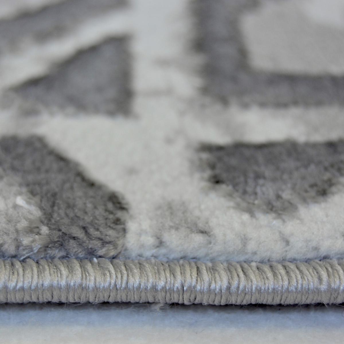Grey Moroccan Print Shrink Yarn Living Room Rug - Holm - Pink / 170cm – image 3