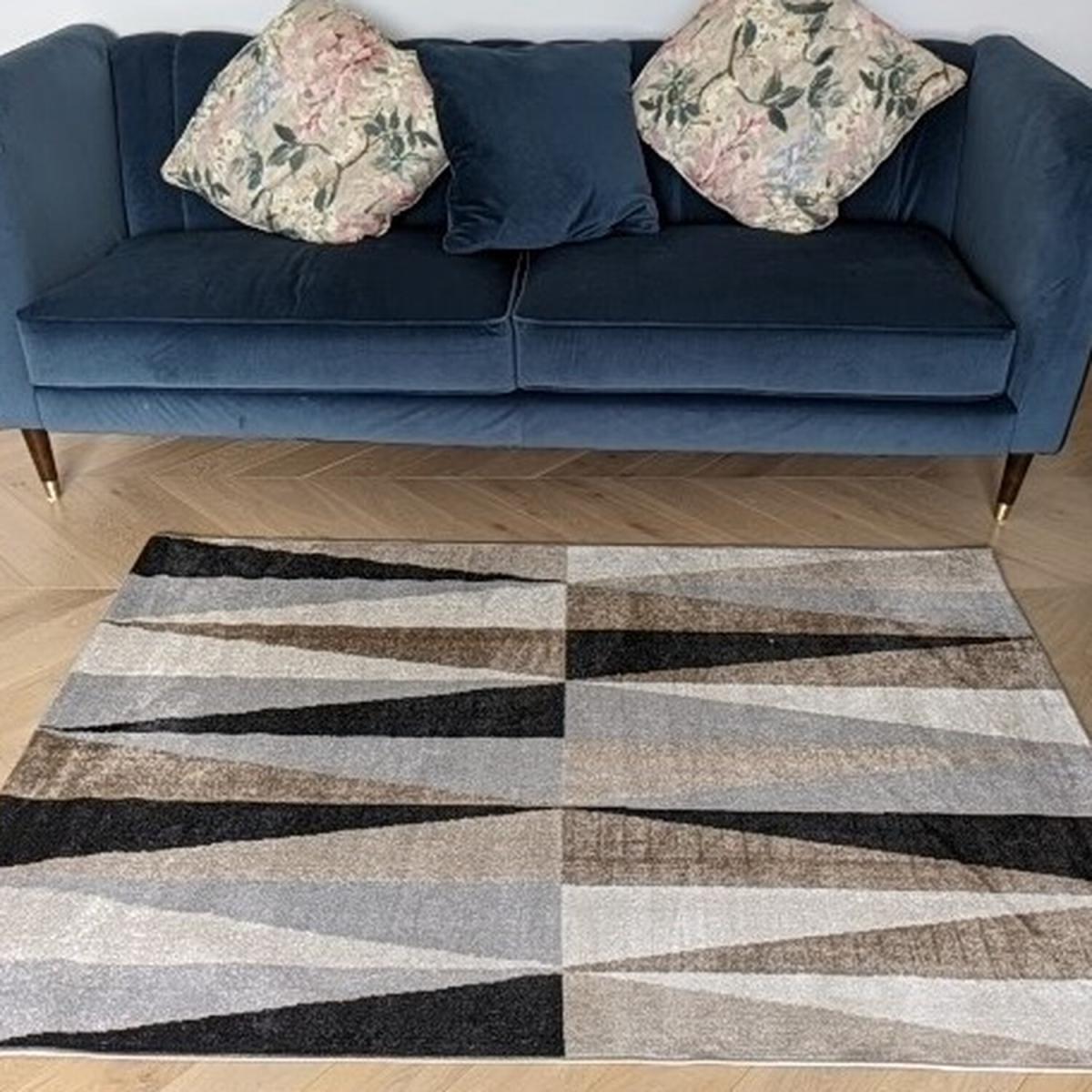 Grey Modern Geometric Flatweave Living Room Rug - Cadiz - Grey – image 2