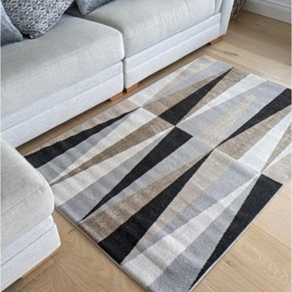 Grey Modern Geometric Flatweave Living Room Rug - Cadiz - Grey – image 3