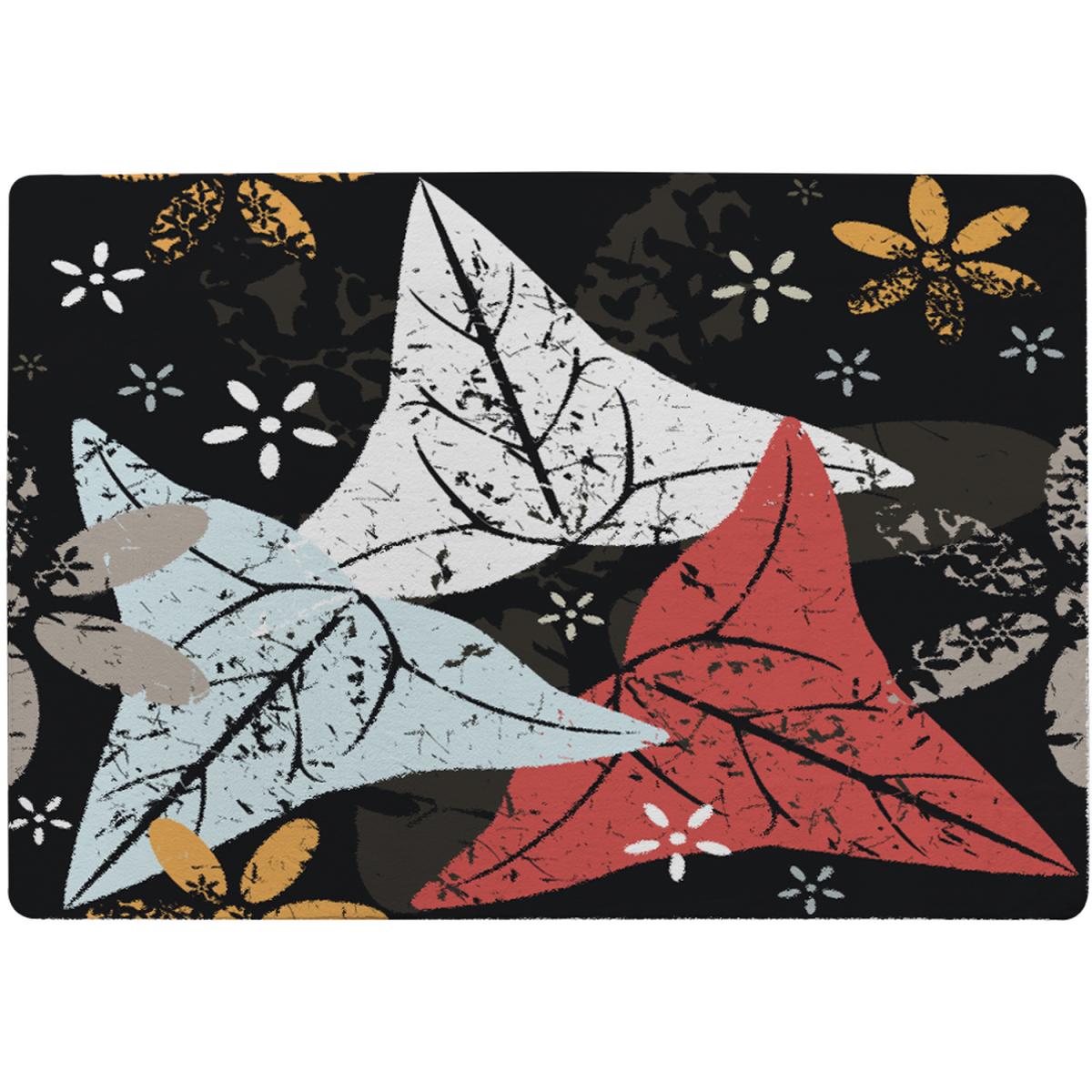 Leaves And Flowers. Autumn Pattern Designer Rug - Black / 200cm – image 2