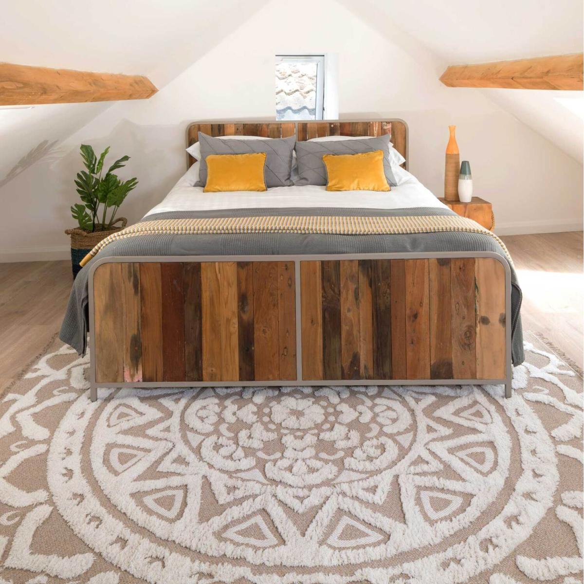 Beige Recycled Cotton 3D Boho Mandala Fringed Area Rug - Beige / 170cm – image 1