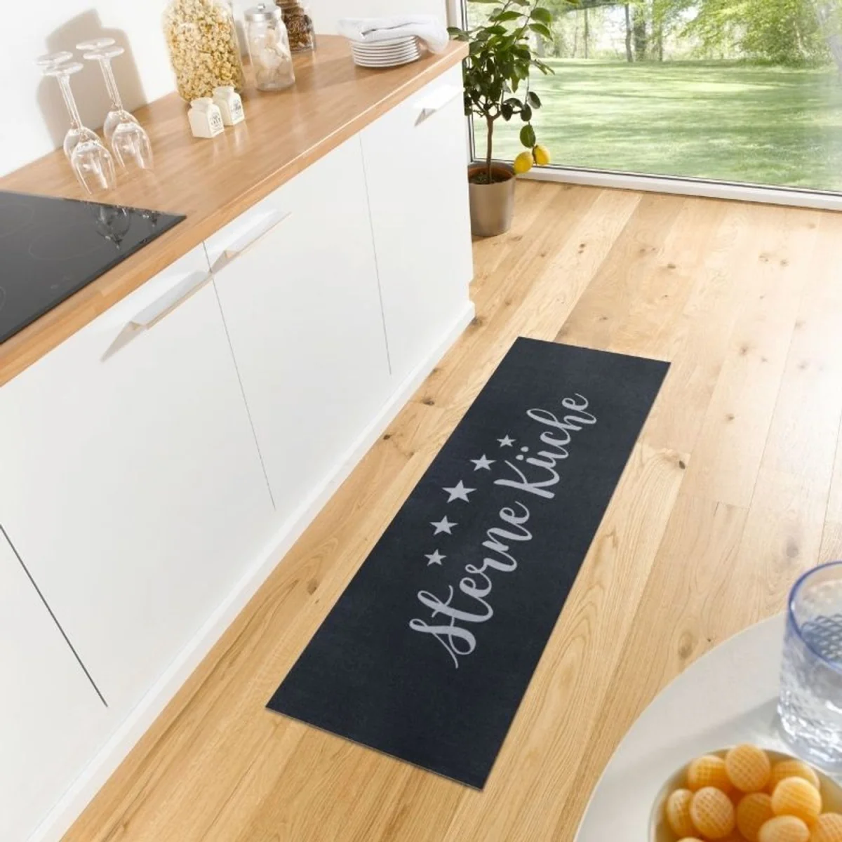 Hanse Home Cook Clean Anti Slip Five Stars Polyester Kitchen Runner Rug Black - Black – image 5