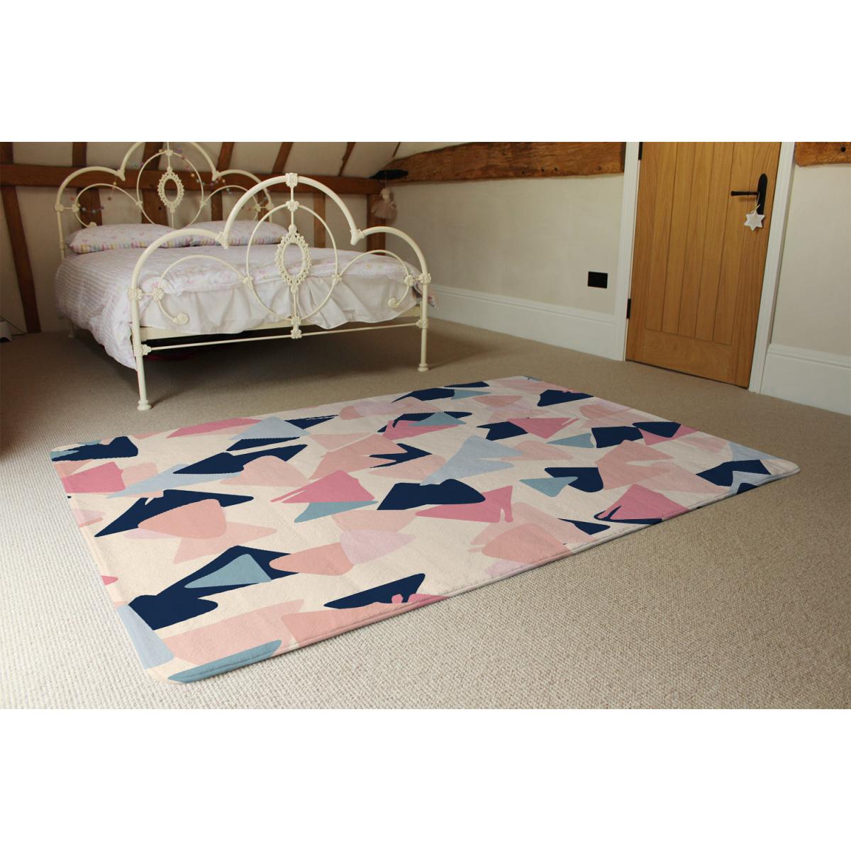 Pastel Coloured Triangles Rug - Pink / 150cm – image 2