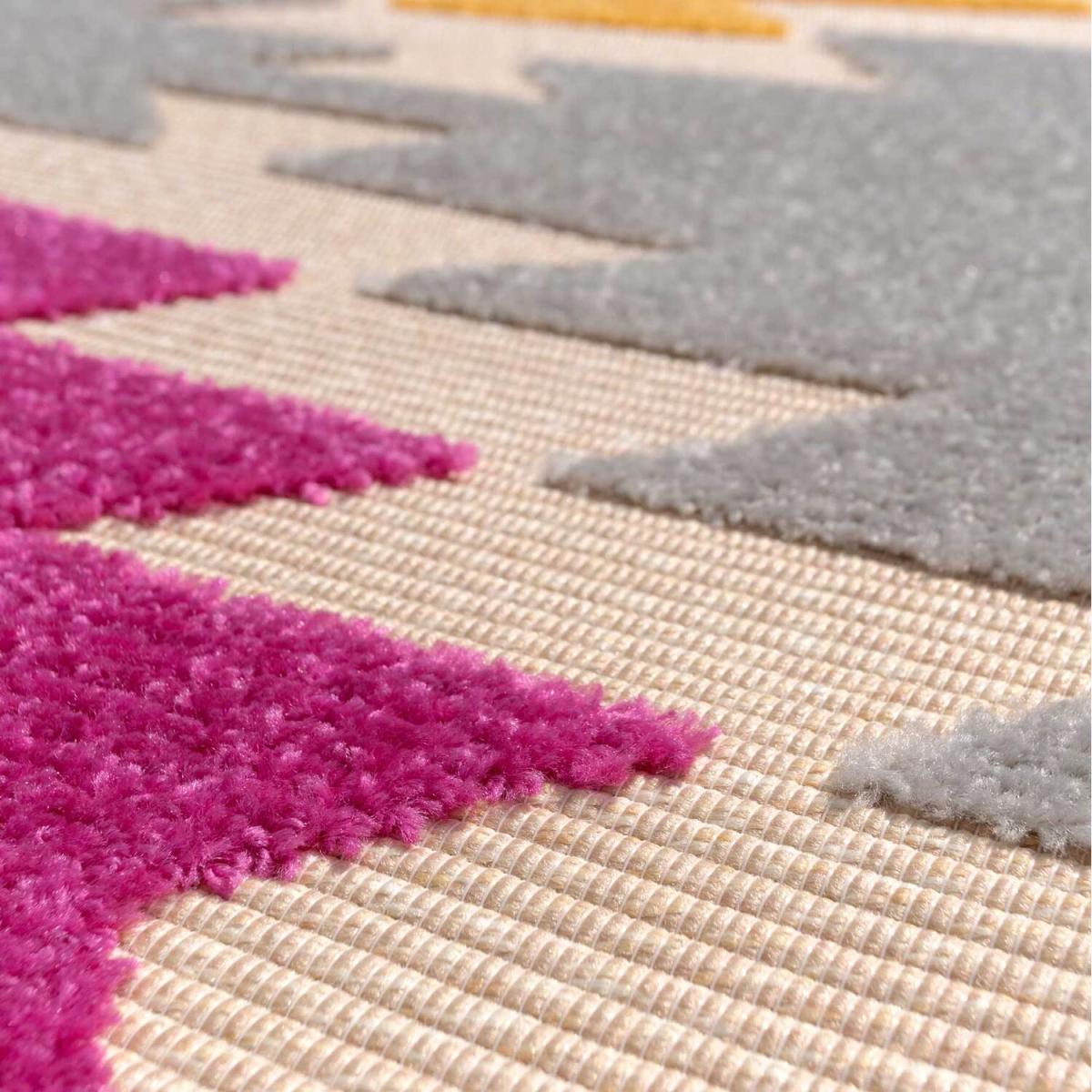 Grey Pink Colourful Textured Aztec Geometric Weatherproof Outdoor Garden Rug - Multicolour / 170 x 120cm – image 3