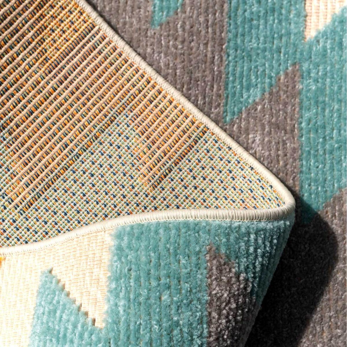 Grey Pink Colourful Textured Aztec Geometric Weatherproof Outdoor Garden Rug - Multicolour / 170 x 120cm – image 4