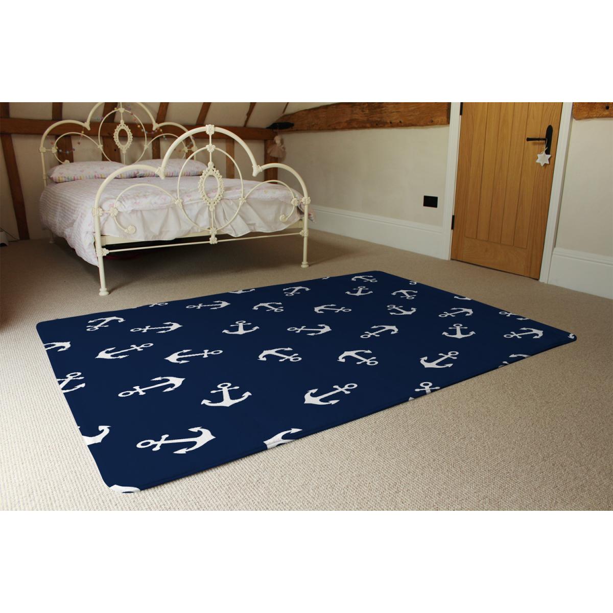 Anchors On Navy Rug - Blue / 110cm – image 2