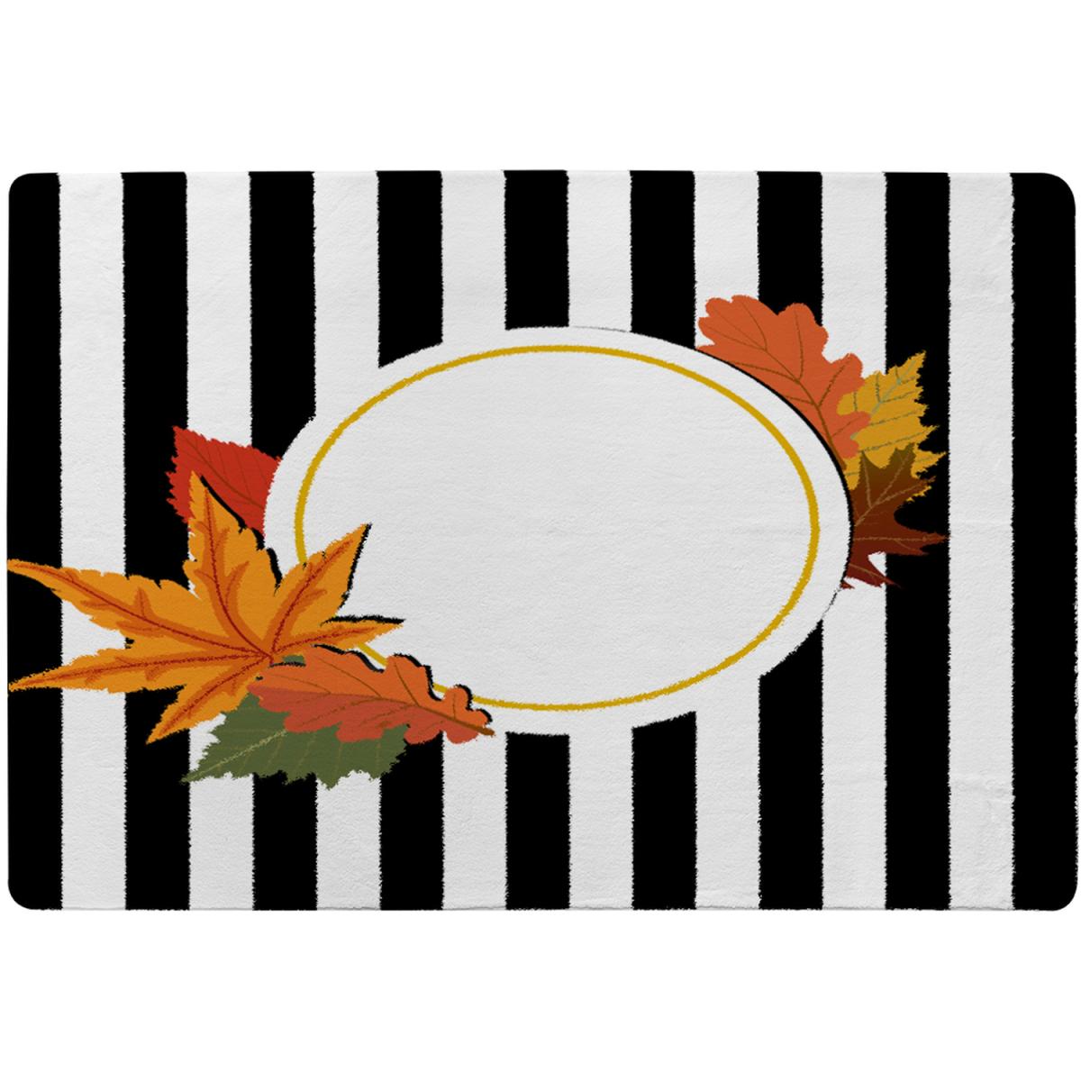 Black Stripes Autumn Leaves Rug - Orange / 150cm – image 2