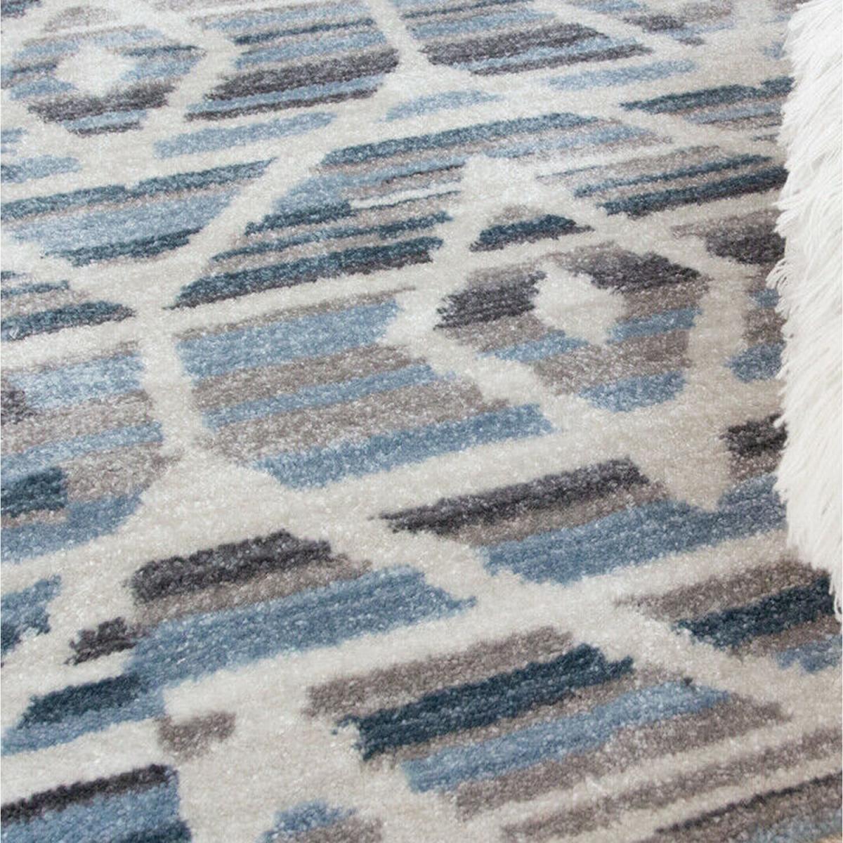 Modern Light Blue Distressed Geometric Rug - Gregory - Blue – image 2