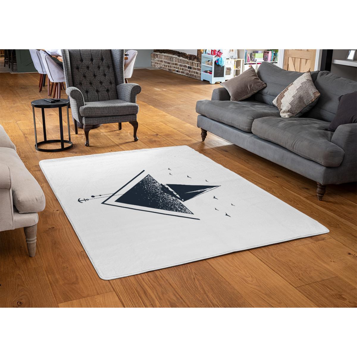 Sailboat At Sea Designer Rug - White / 150cm – image 2