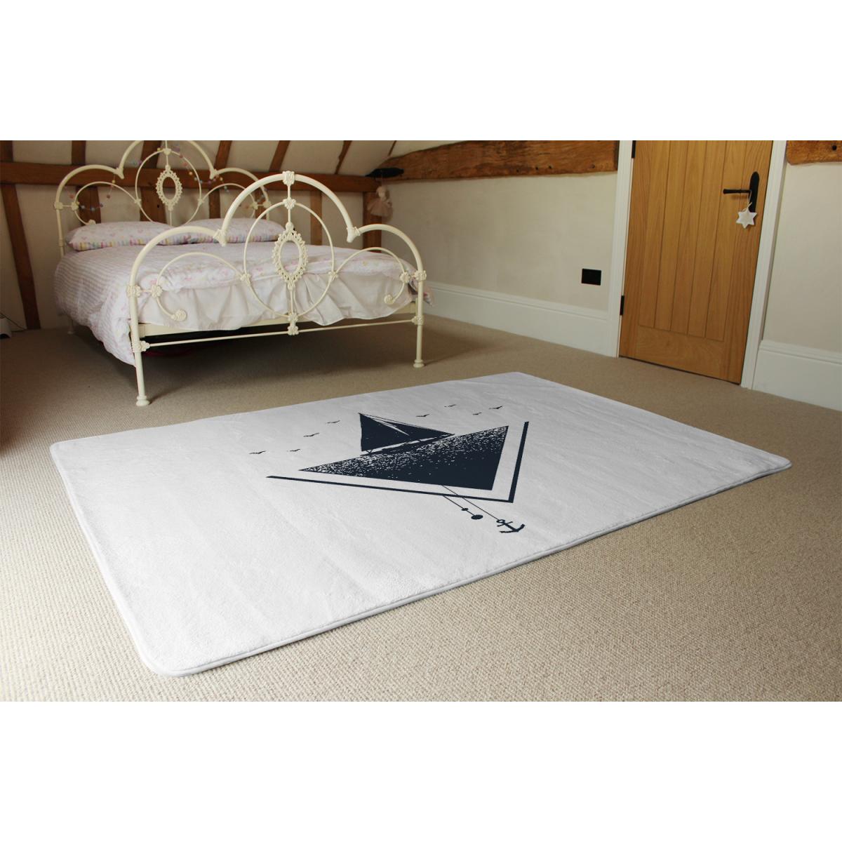 Sailboat At Sea Designer Rug - White / 150cm – image 3