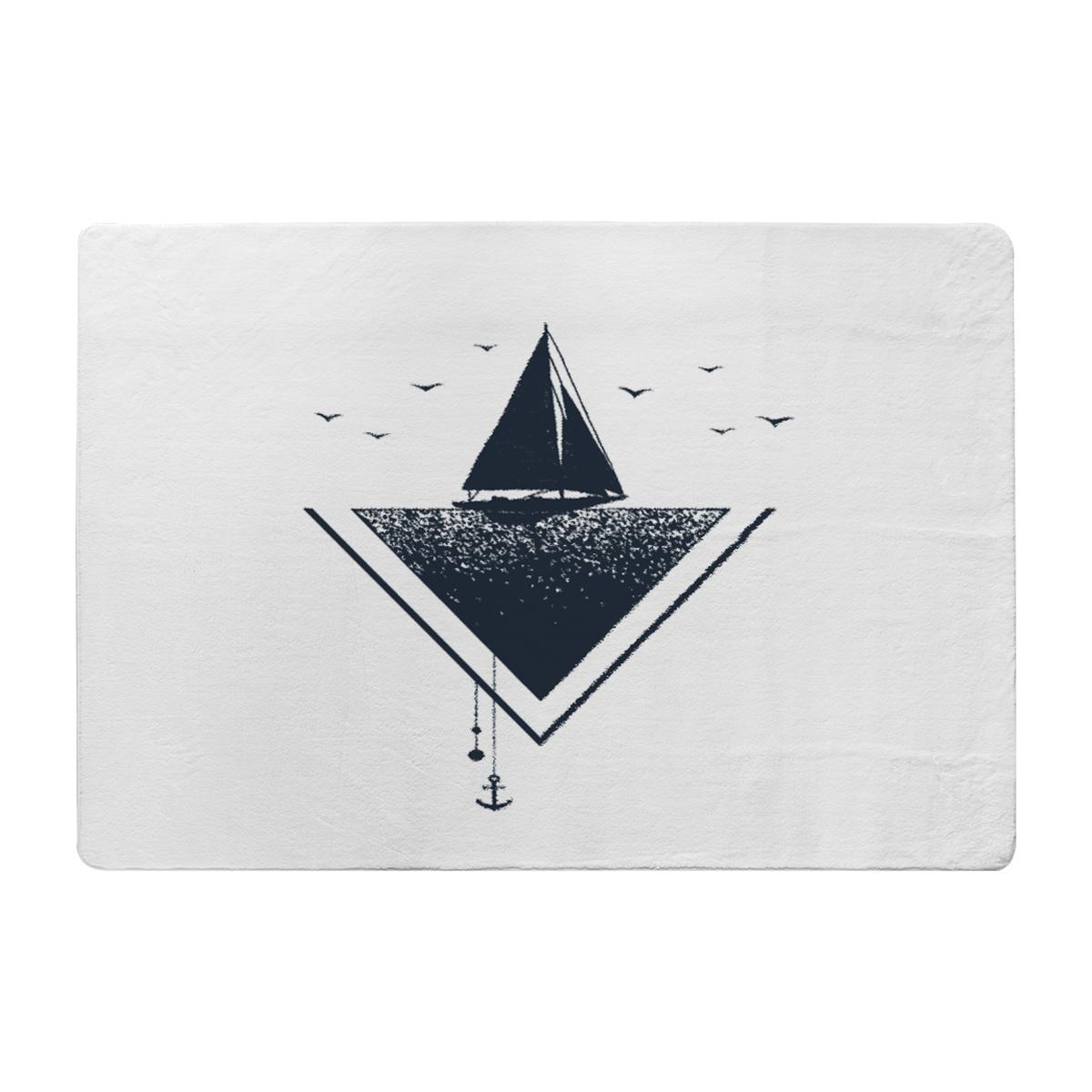 Sailboat At Sea Designer Rug - White / 150cm – image 1