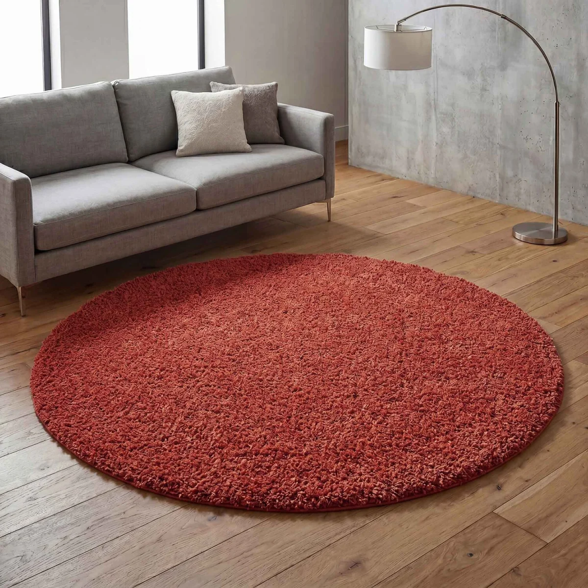 Ainsley Plain Living Room Shaggy Area Rug Modern Soft Pile Polyester Rug - Red / 220cm – image 2