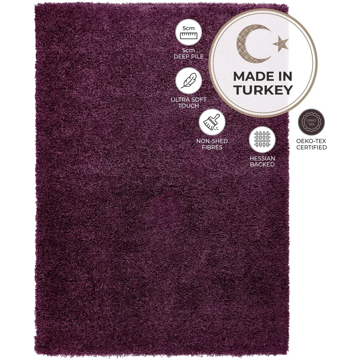 California Shaggy Rug - Aubergine / 150cm / 80cm – image 4