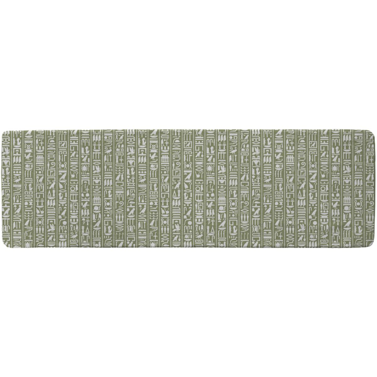 Egyptian Hieroglyphic Decorative Background Runner Rug - Green – image 2