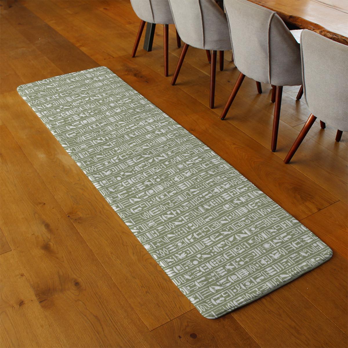 Egyptian Hieroglyphic Decorative Background Runner Rug - Green – image 3