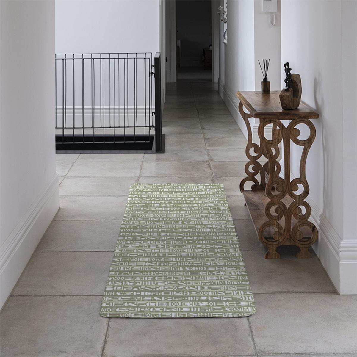 Egyptian Hieroglyphic Decorative Background Runner Rug - Green – image 4