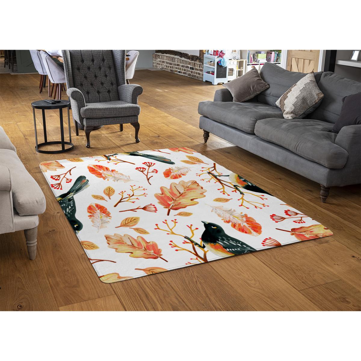 Birds Leaves In Autumn Rug - Orange / 110cm – image 2
