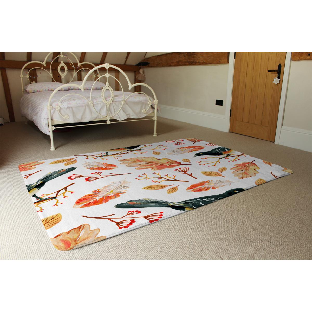 Birds Leaves In Autumn Rug - Orange / 110cm – image 3