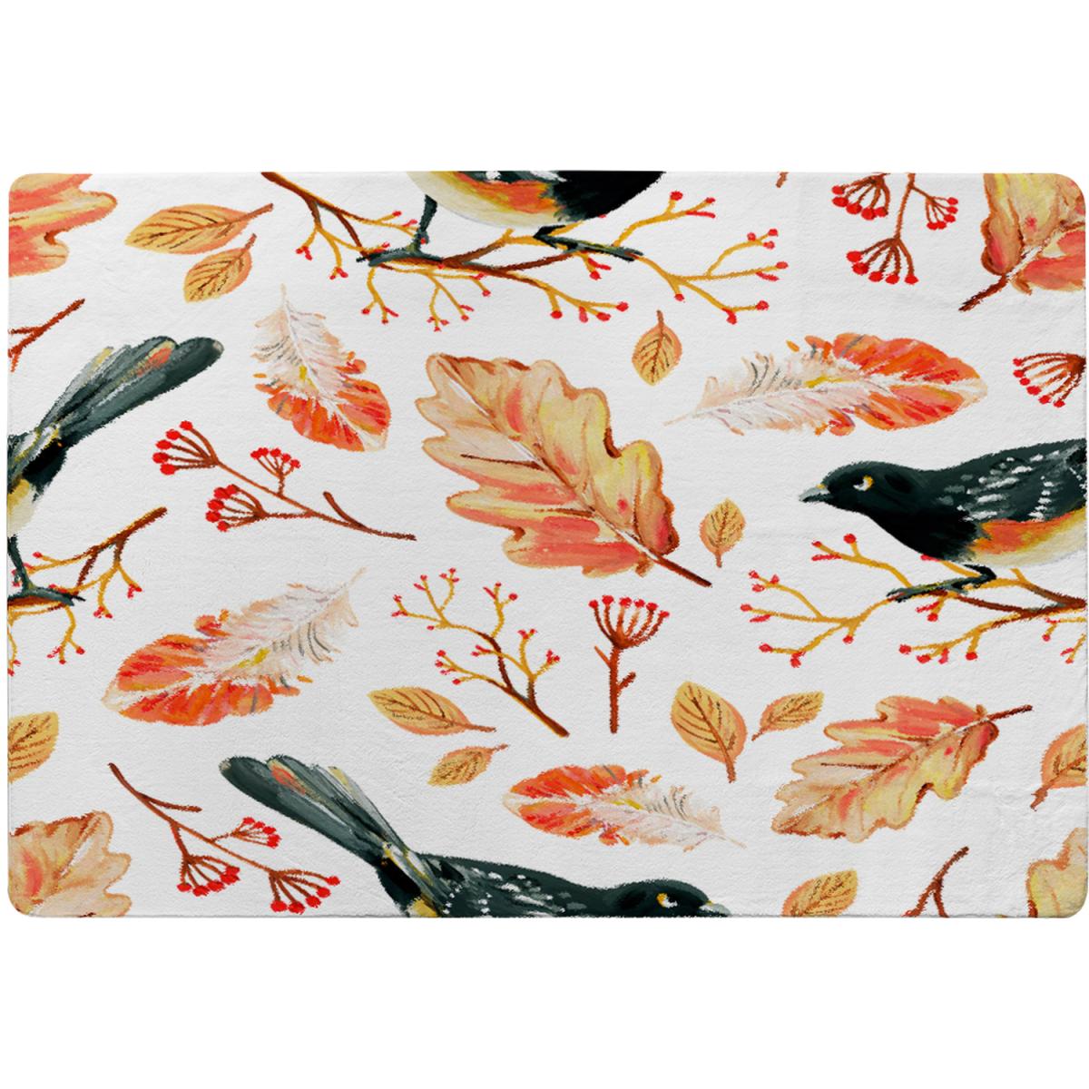 Birds Leaves In Autumn Rug - Orange / 110cm – image 1