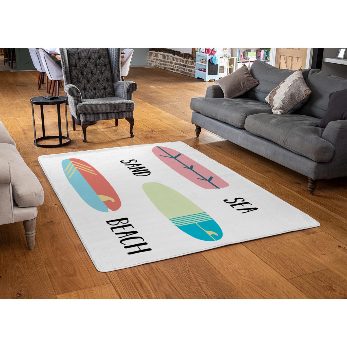 Sea, Sand, Surf, Beach Designer Rug - White / 230cm – image 3