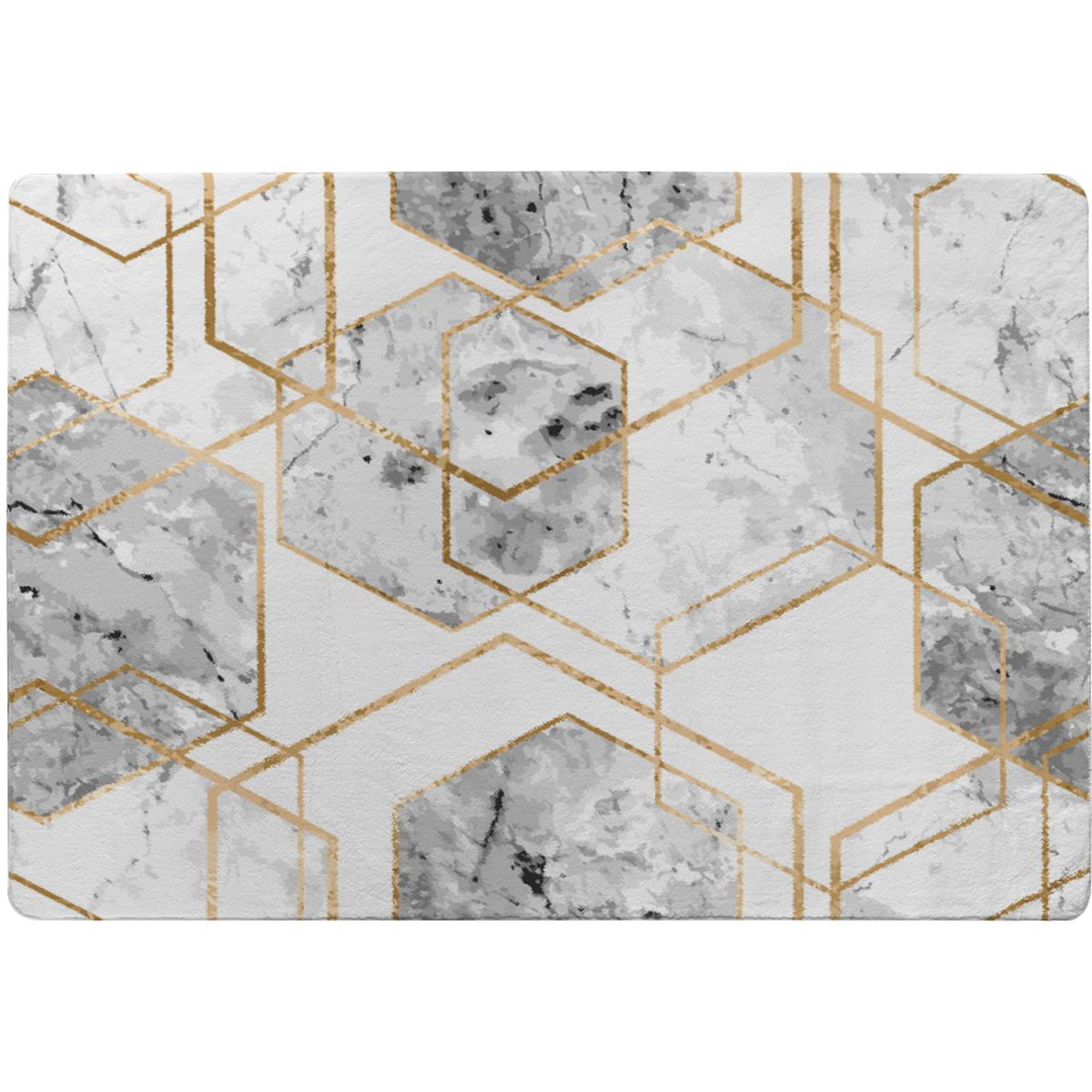 Geometric Marble Pattern With Gold Glitter Rug - Gold / 230cm – image 2