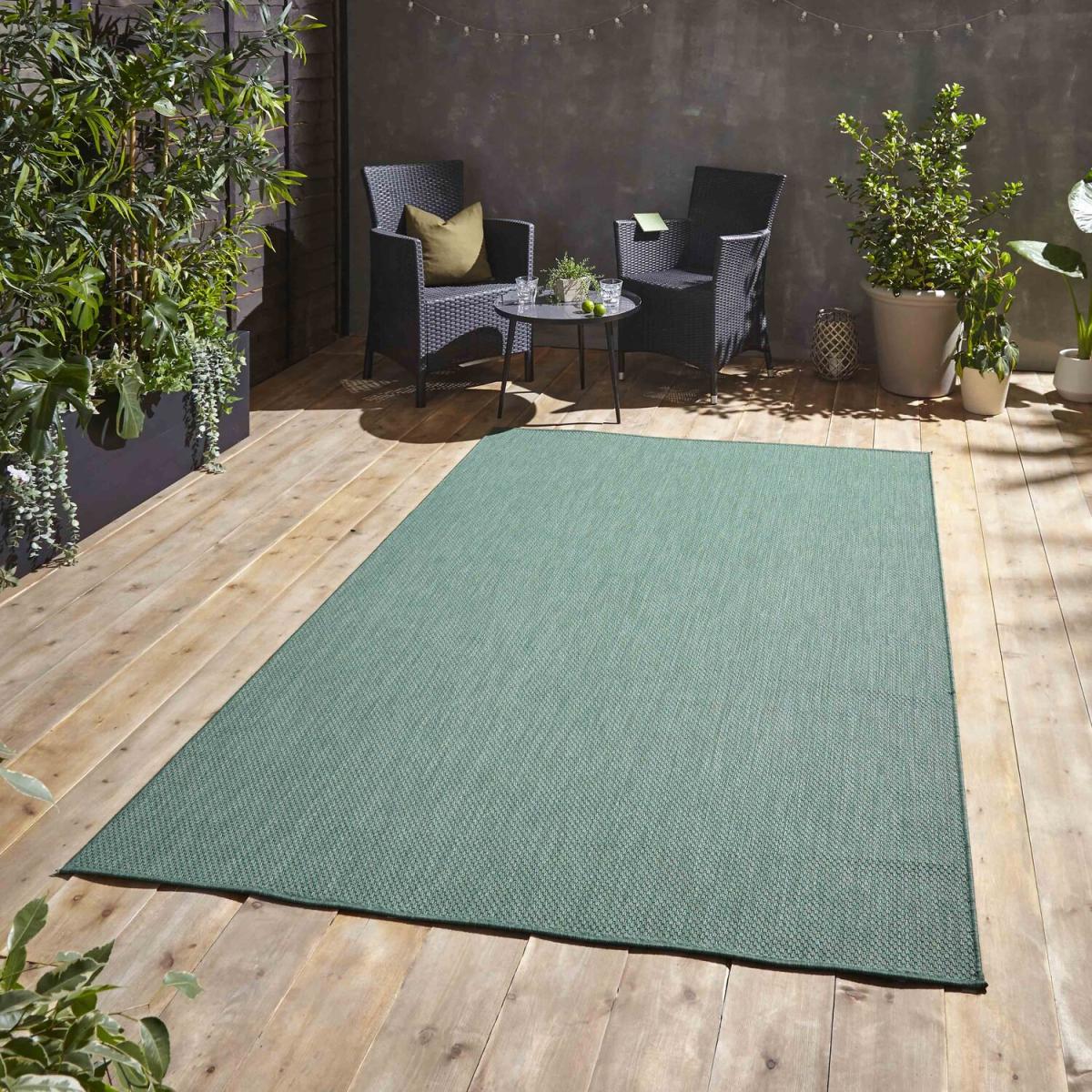 Dark Green Weatherproof Indoor Outdoor Rug - Dark Green / 200cm