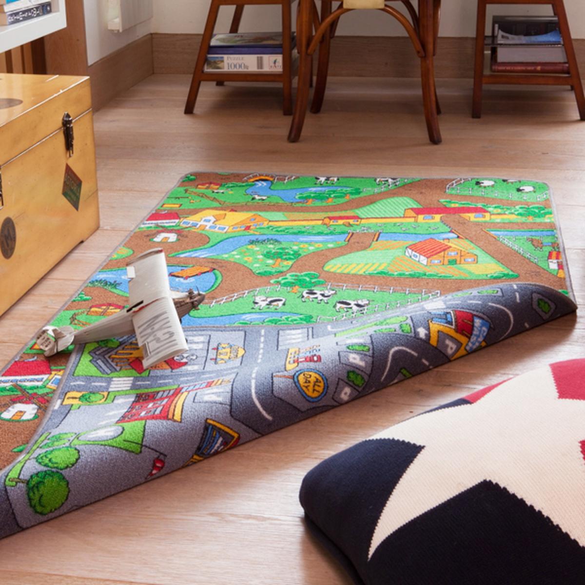 Kids Double Sided Play Mat Roads City Farm Play Room Rug - Multicolour / 165 x 100cm – image 3