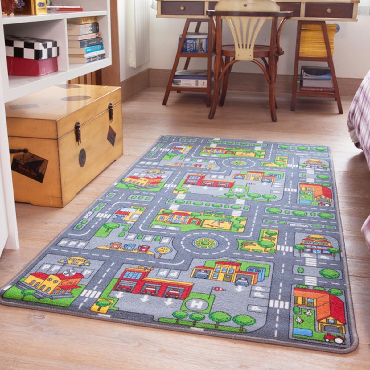 Kids Double Sided Play Mat Roads City Farm Play Room Rug - Multicolour / 165 x 100cm – image 4