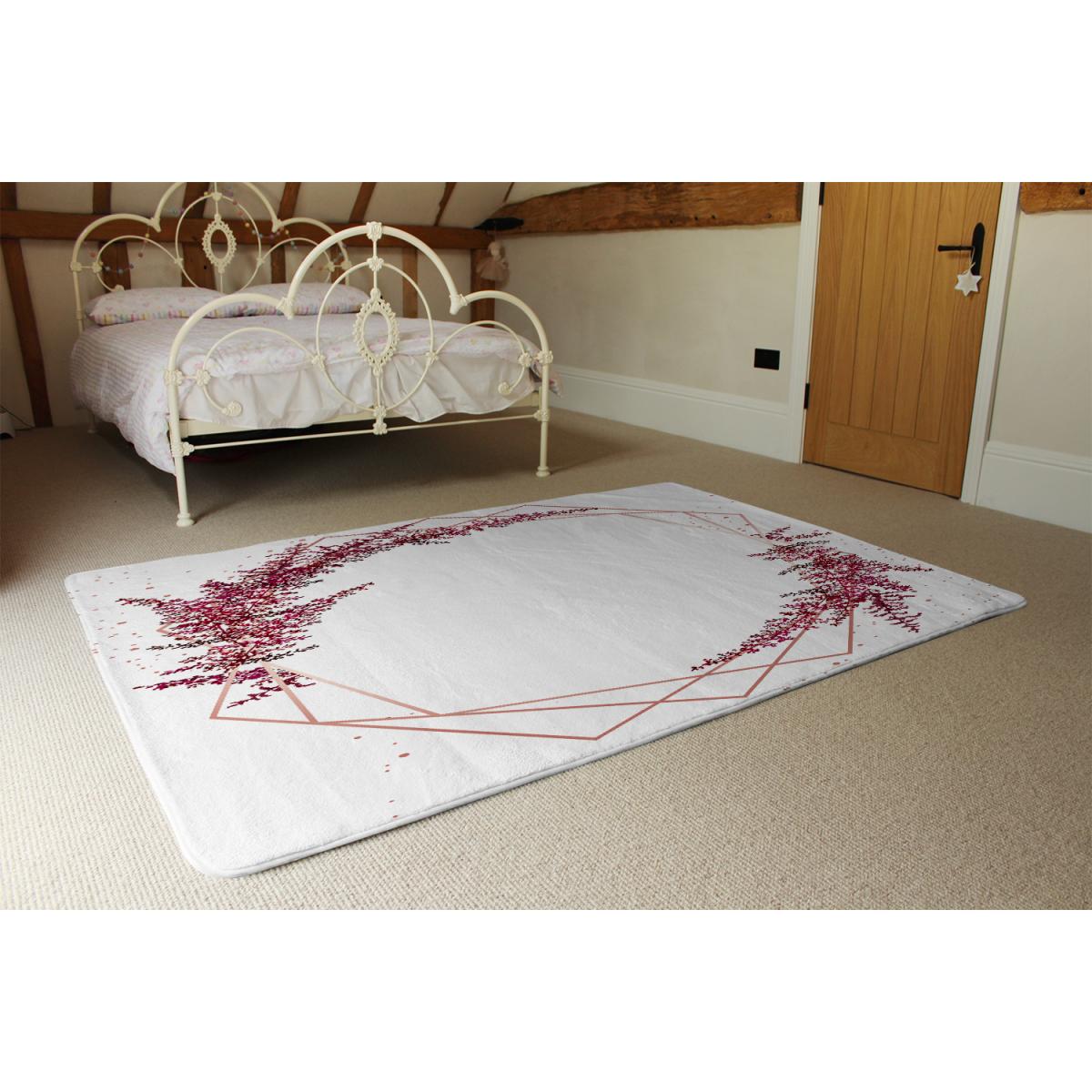 Pink Flower And Geometric Shapes Rug - Pink / 110cm – image 3